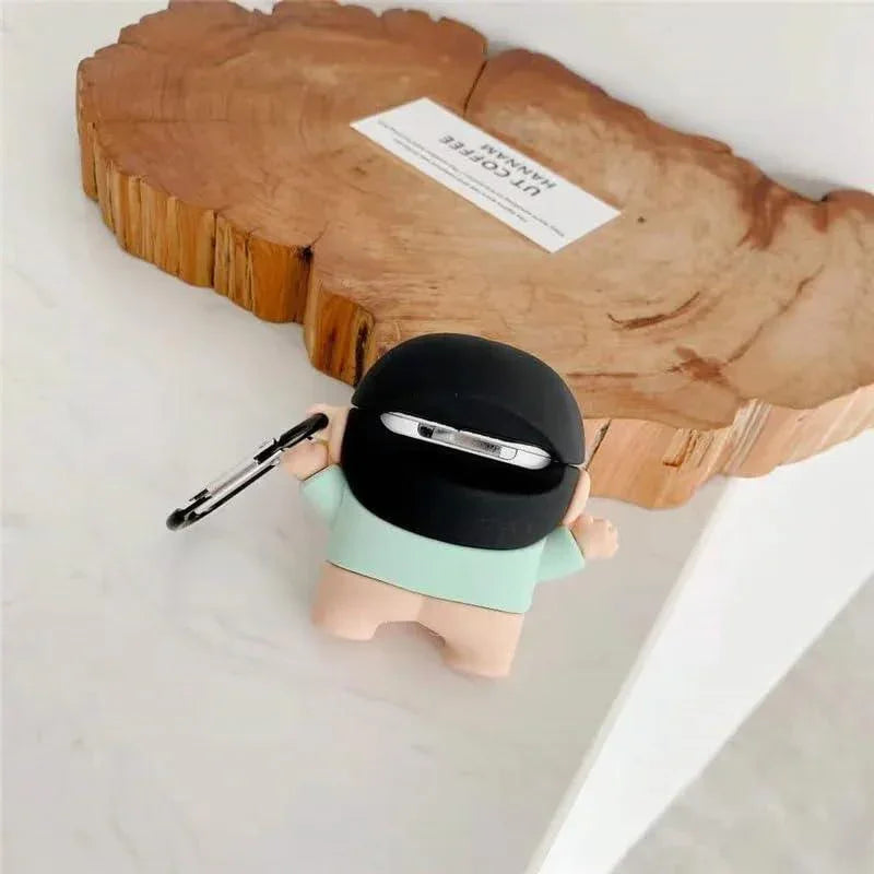 Cute Cartoon Design Case Cover for Apple AirPods Pro 2nd Generation - Shockproof TPU with Keychain - AirPods Pro 2 Protector for Men and Women (Shinchan) - ShopOnCliQ