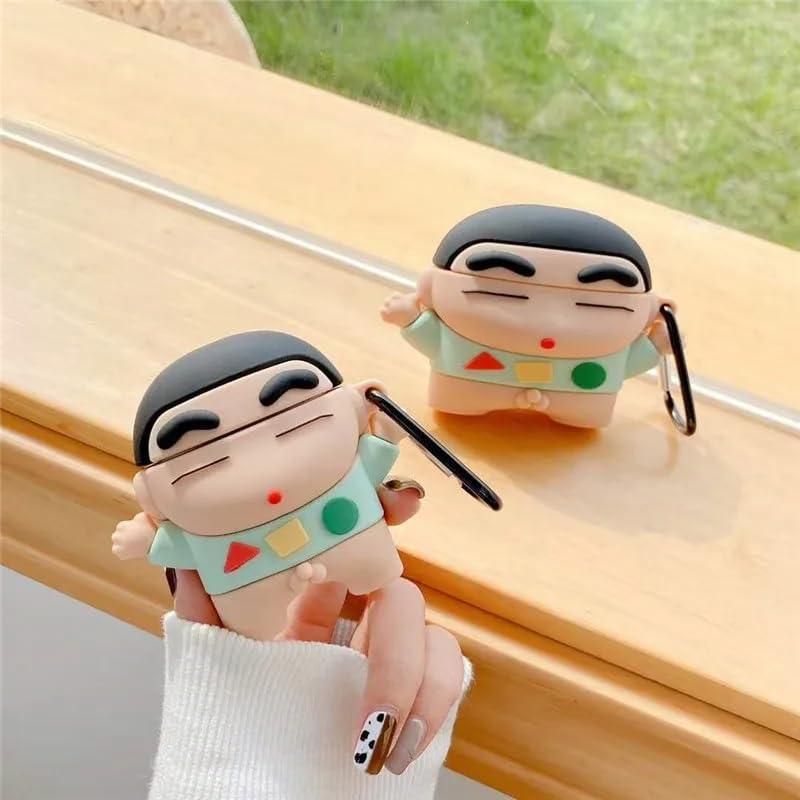 Cute Cartoon Design Case Cover for Apple AirPods Pro 2nd Generation - Shockproof TPU with Keychain - AirPods Pro 2 Protector for Men and Women (Shinchan) - ShopOnCliQ