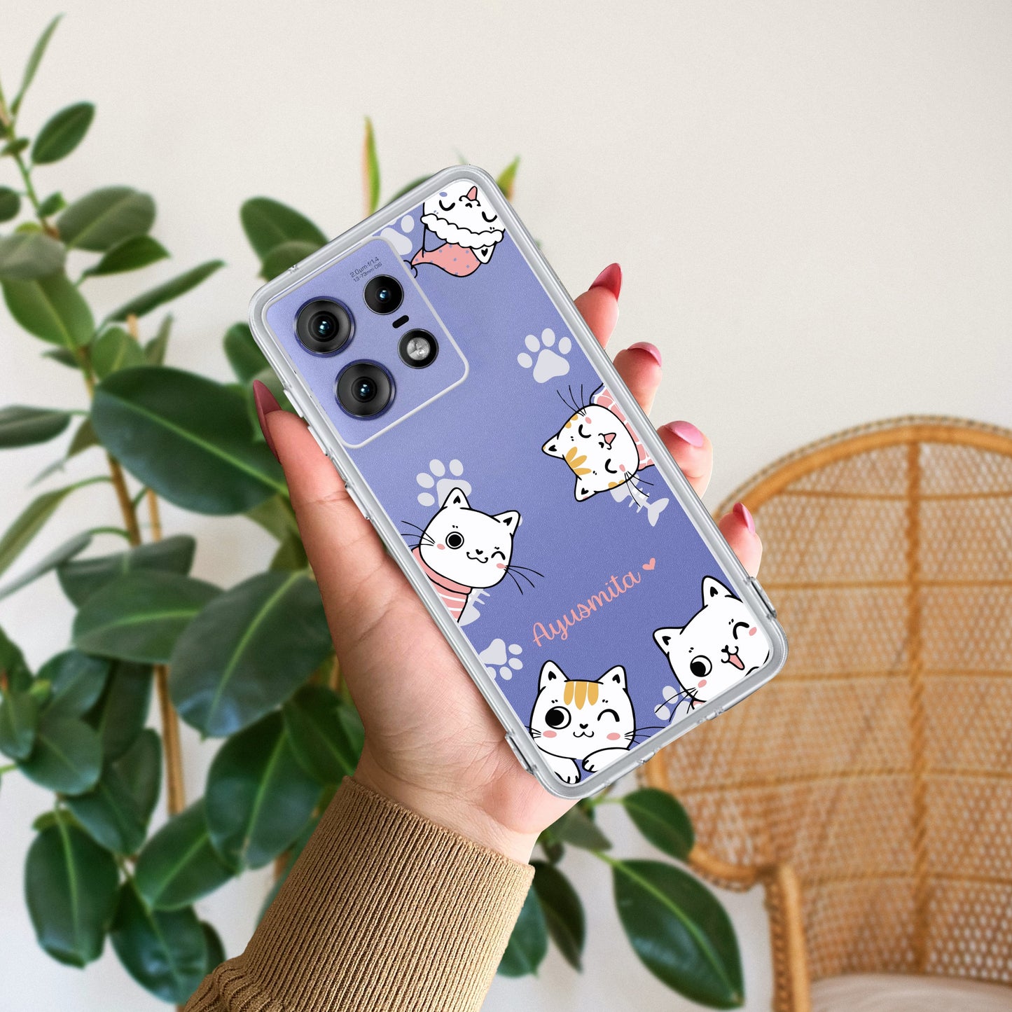 Cute Cat Customize Transparent Silicon Case For Motorola ShopOnCliQ