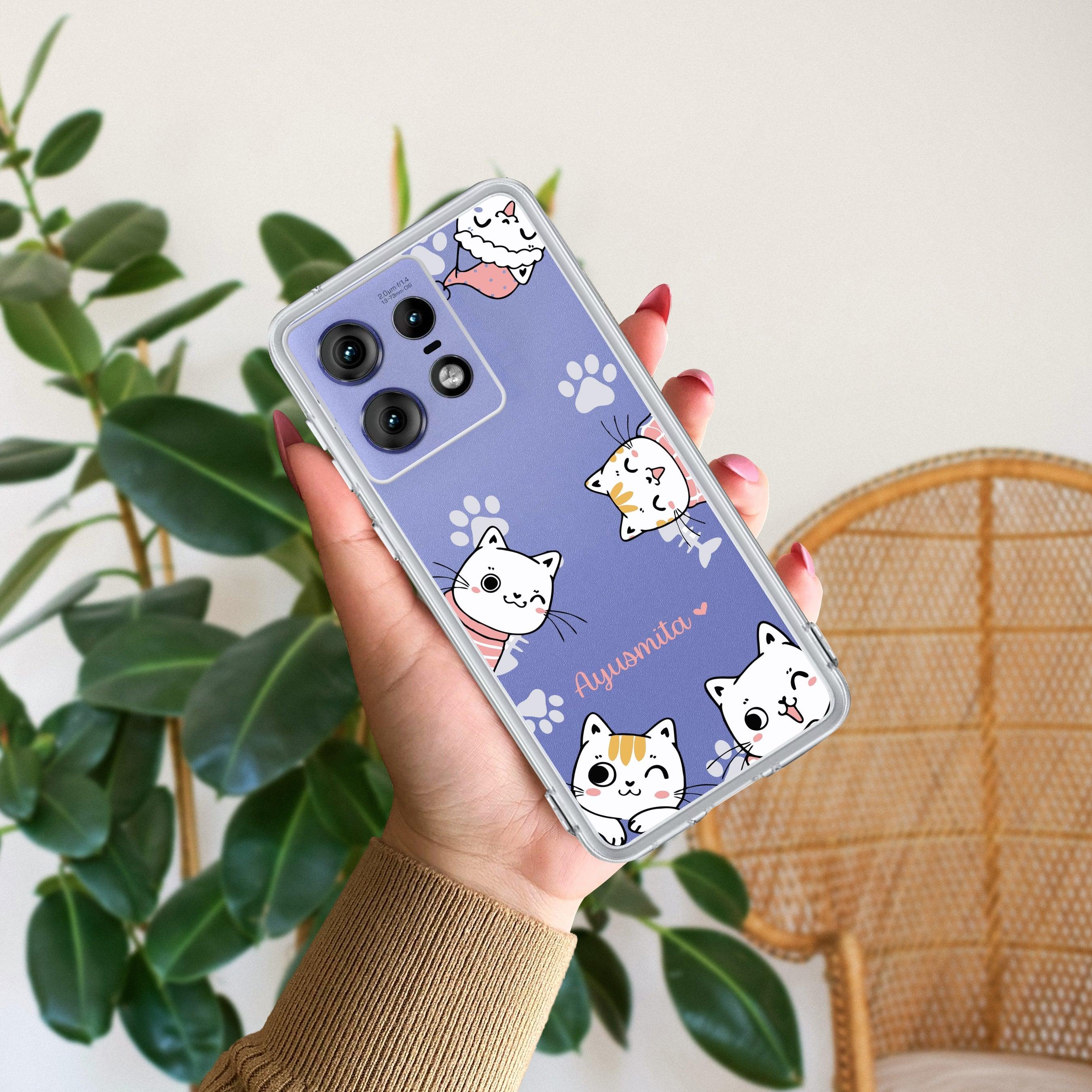 Cute Cat Customize Transparent Silicon Case For Motorola - ShopOnCliQ
