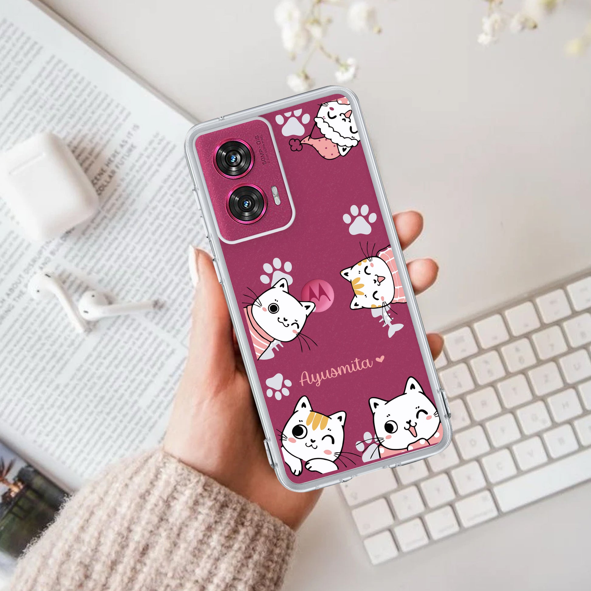 Cute Cat Customize Transparent Silicon Case For Motorola ShopOnCliQ