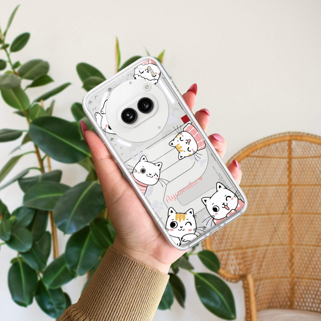 Cute Cat Customize Transparent Silicon Case For Nothing - ShopOnCliQ