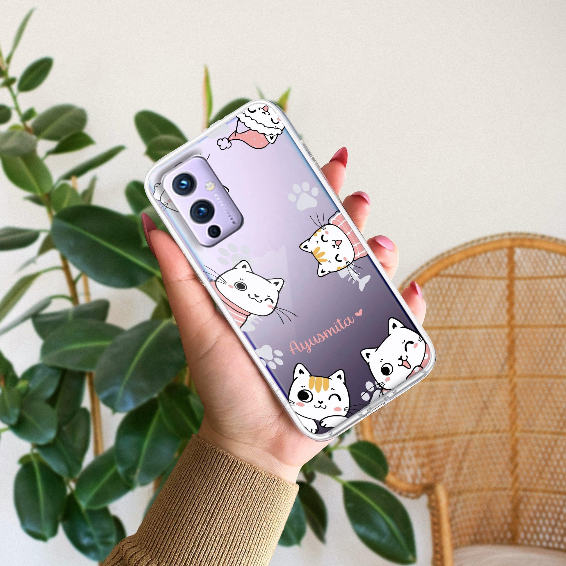 Cute Cat Customize Transparent Silicon Case For OnePlus - ShopOnCliQ