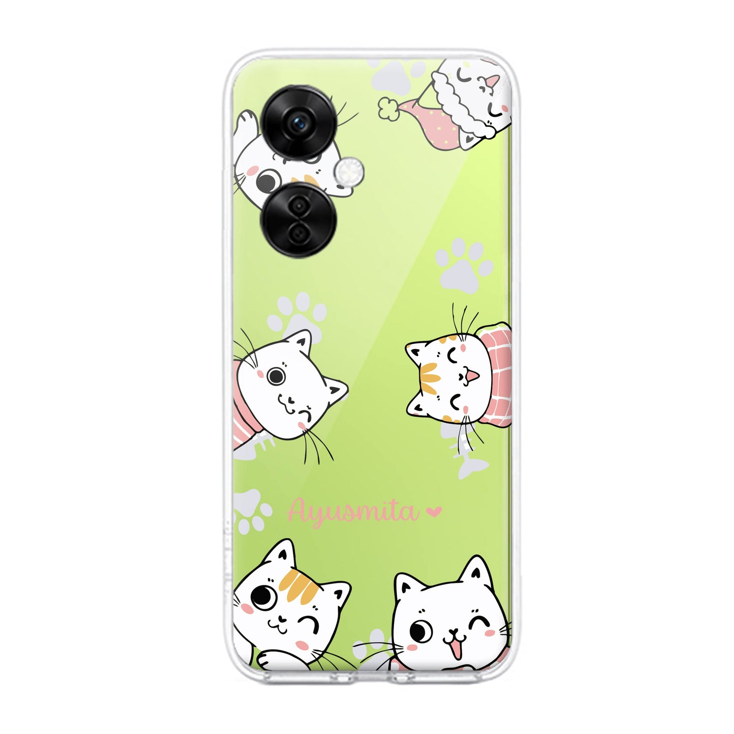 Cute Cat Customize Transparent Silicon Case For OnePlus - ShopOnCliQ