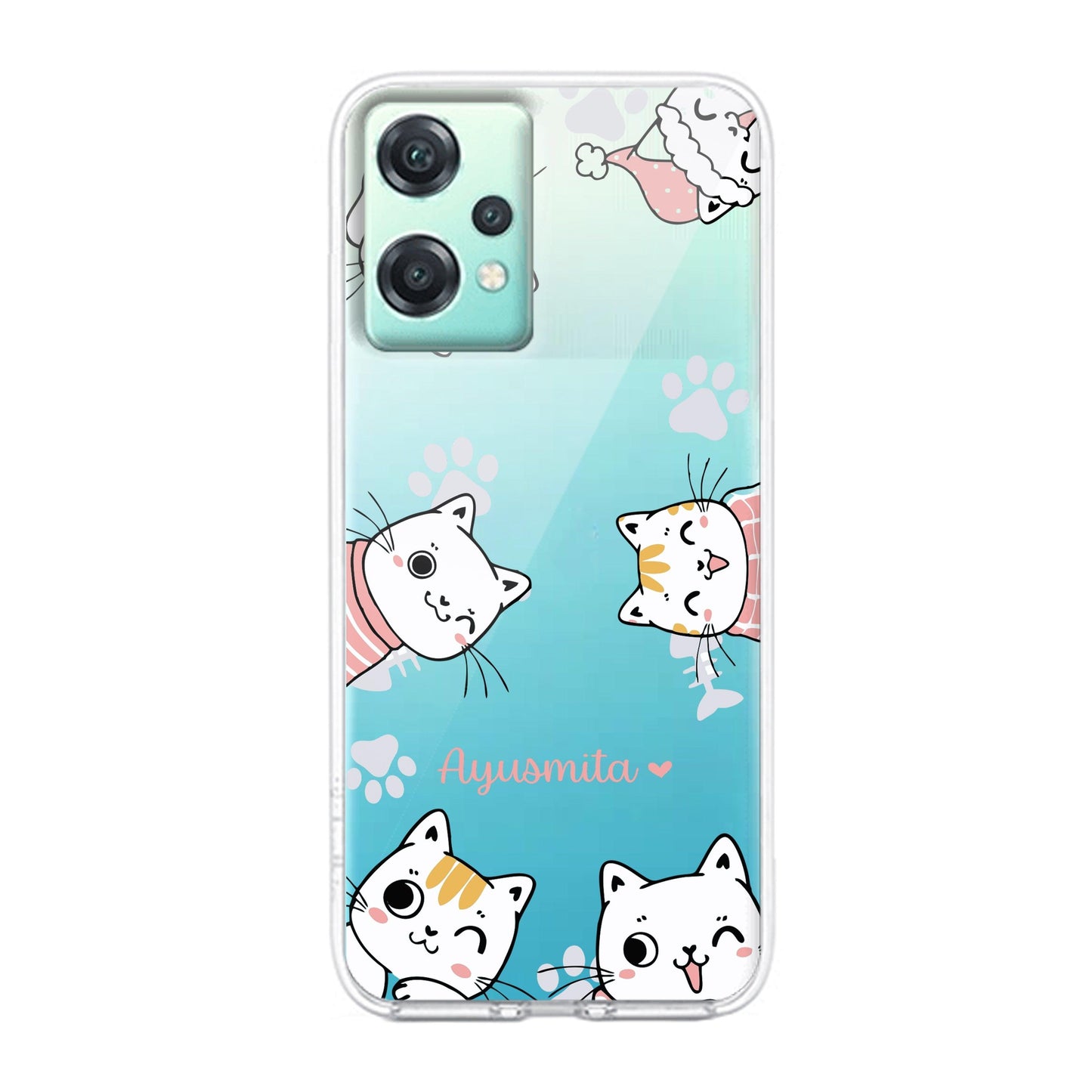 Cute Cat Customize Transparent Silicon Case For OnePlus