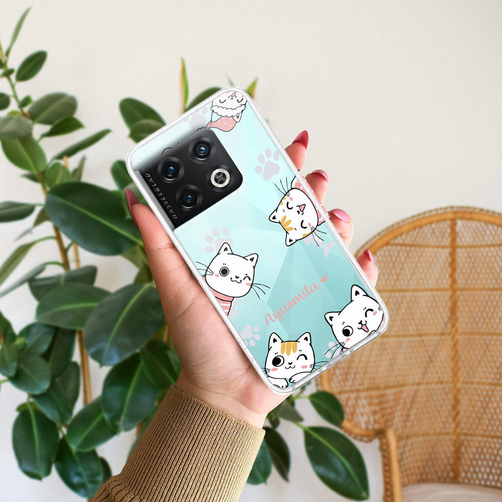 Cute Cat Customize Anti Yellow Case For OnePlus 10 Pro 5G