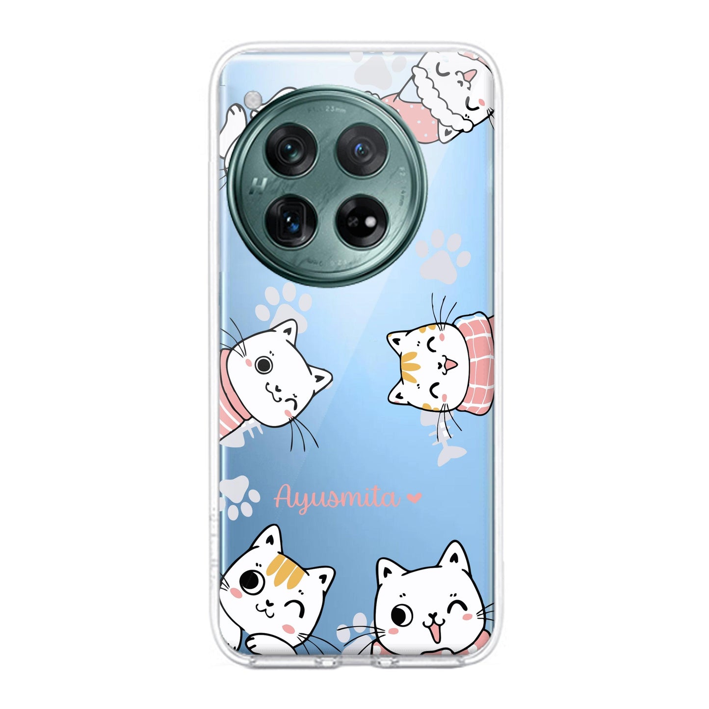 Cute Cat Customize Transparent Silicon Case For OnePlus