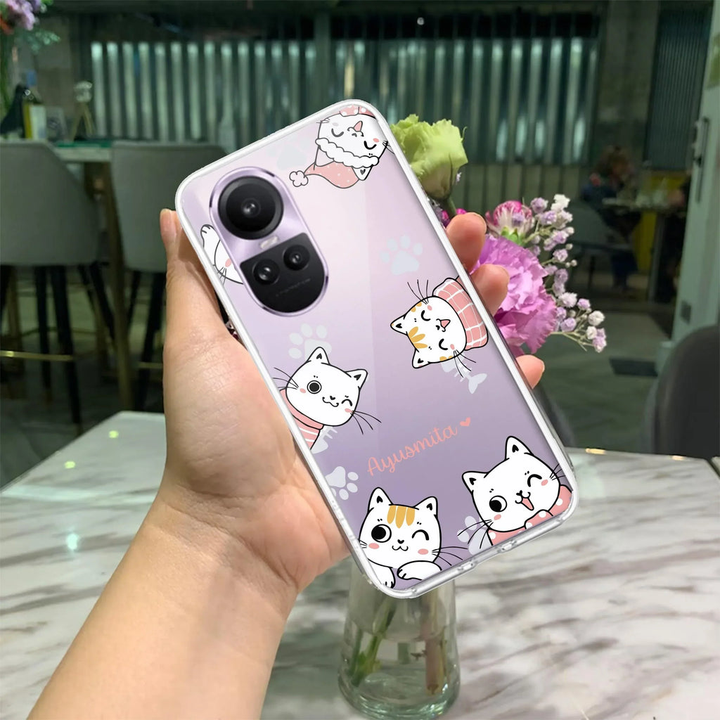 Cute Cat Customize Anti Yellow Case For Oppo Reno 10 5G