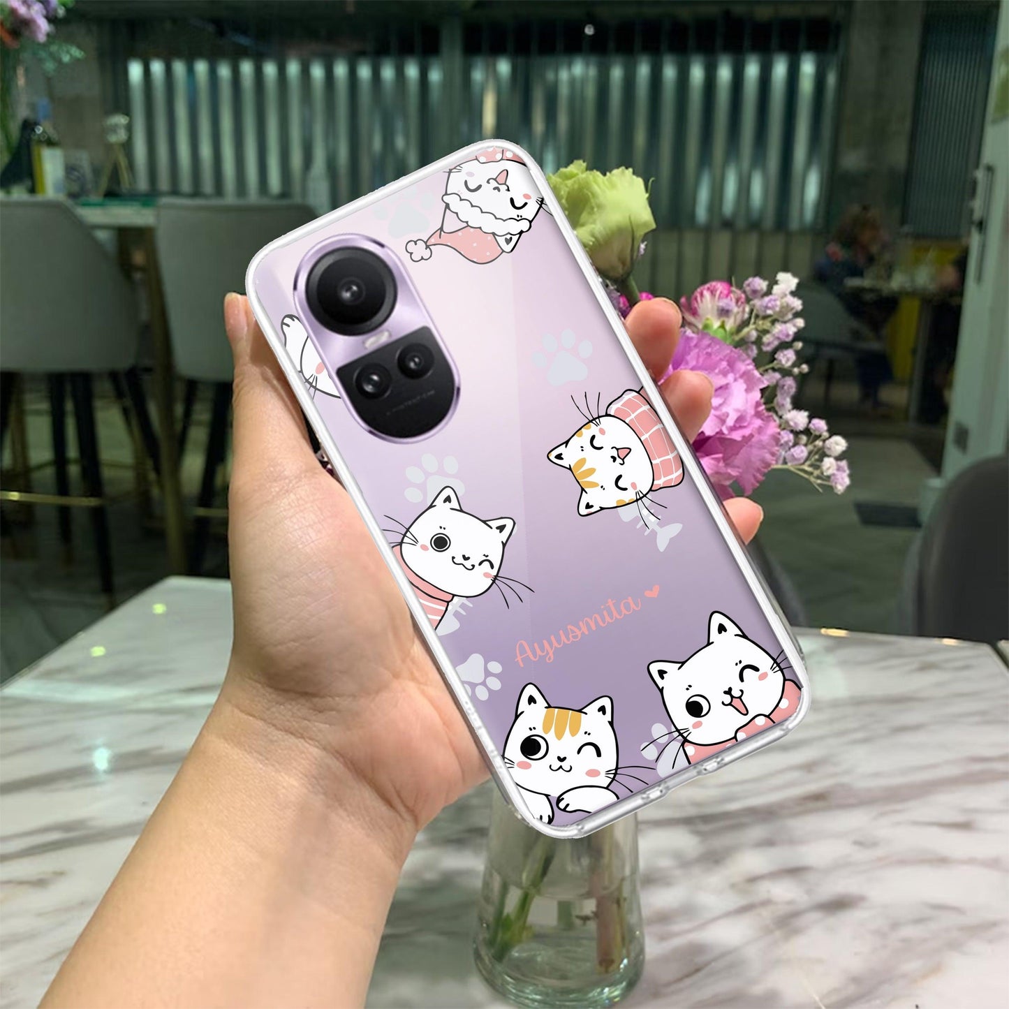 Cute Cat Customize Transparent Silicon Case For Oppo