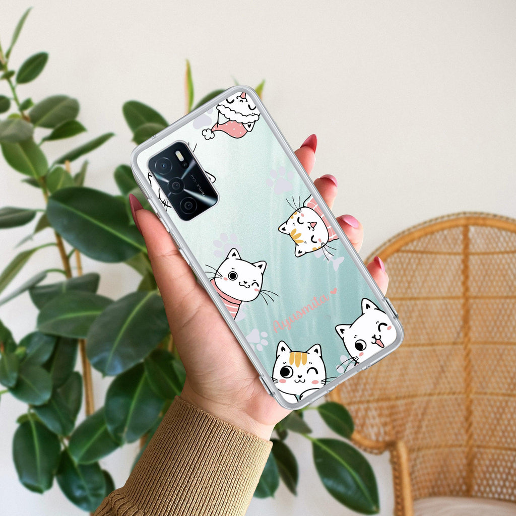 Cute Cat Customize Anti Yellow Case For Oppo A16