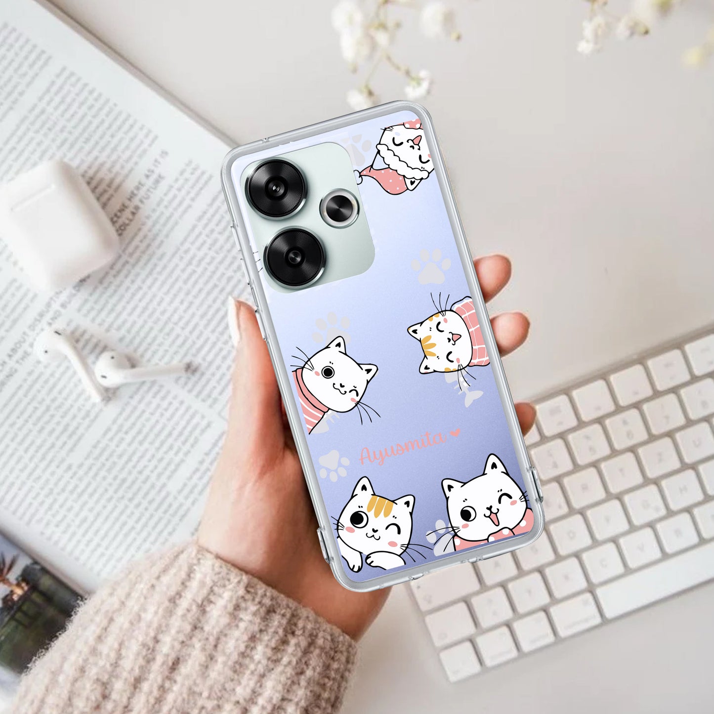 Cute Cat Customize Transparent Silicon Case For Poco ShopOnCliQ