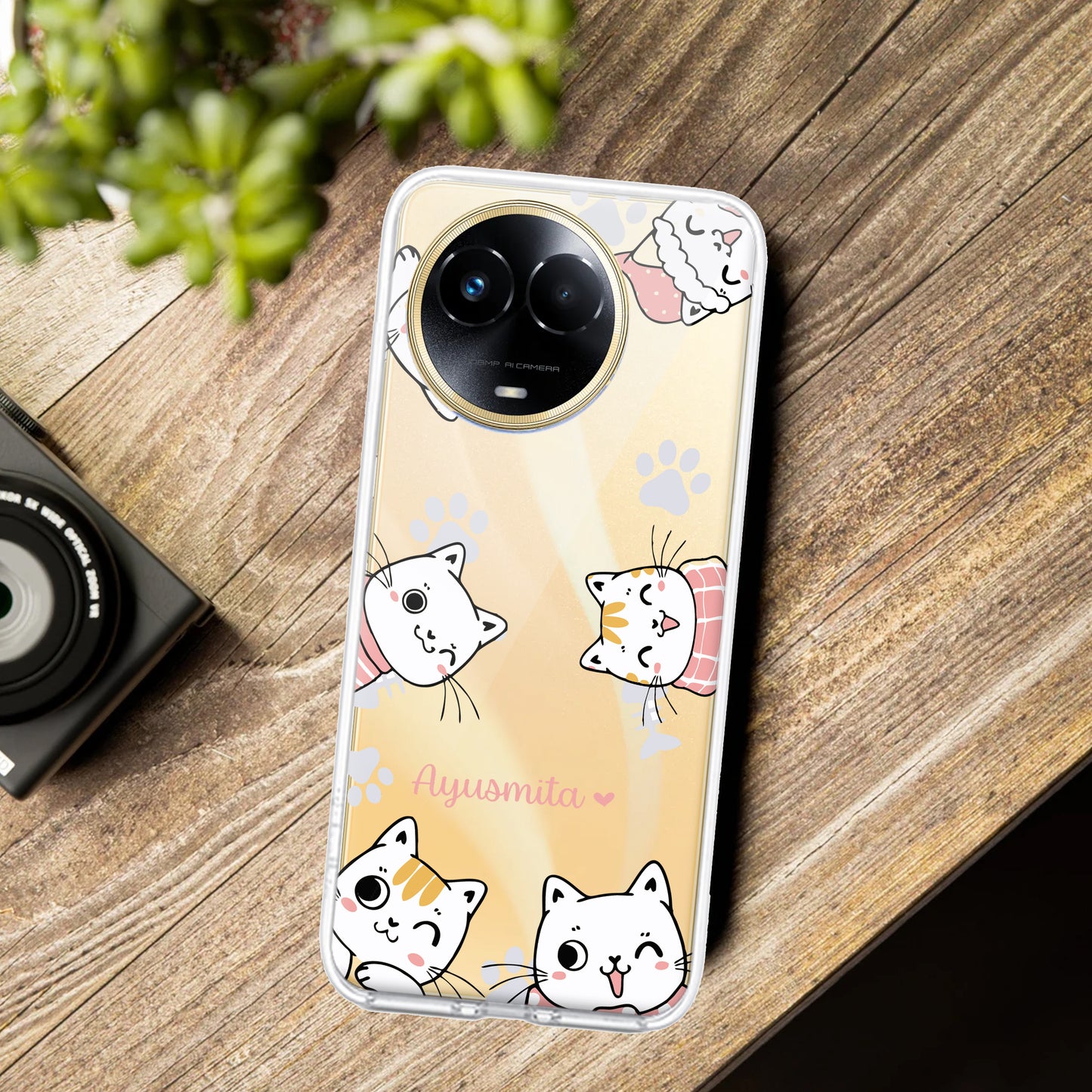 Cute Cat Customize Transparent Silicon Case For Realme/Narzo ShopOnCliQ