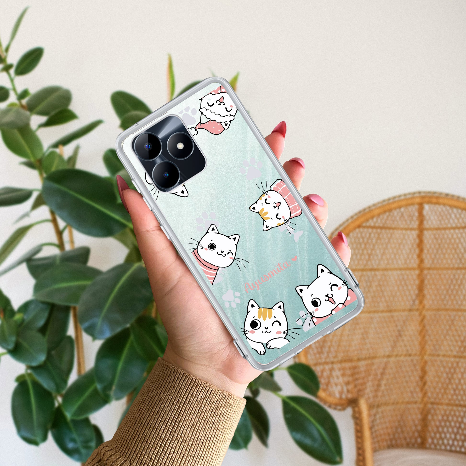 Cute Cat Customize Transparent Silicon Case For Realme/Narzo ShopOnCliQ