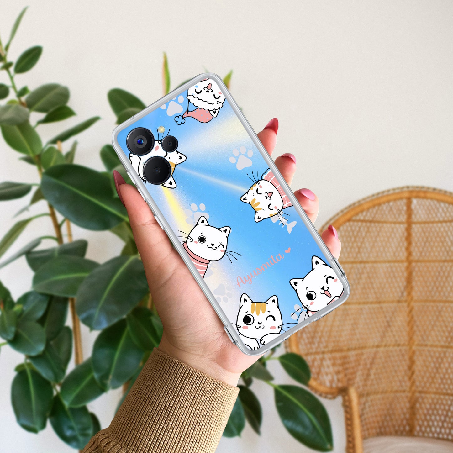 Cute Cat Customize Transparent Silicon Case For Realme/Narzo ShopOnCliQ