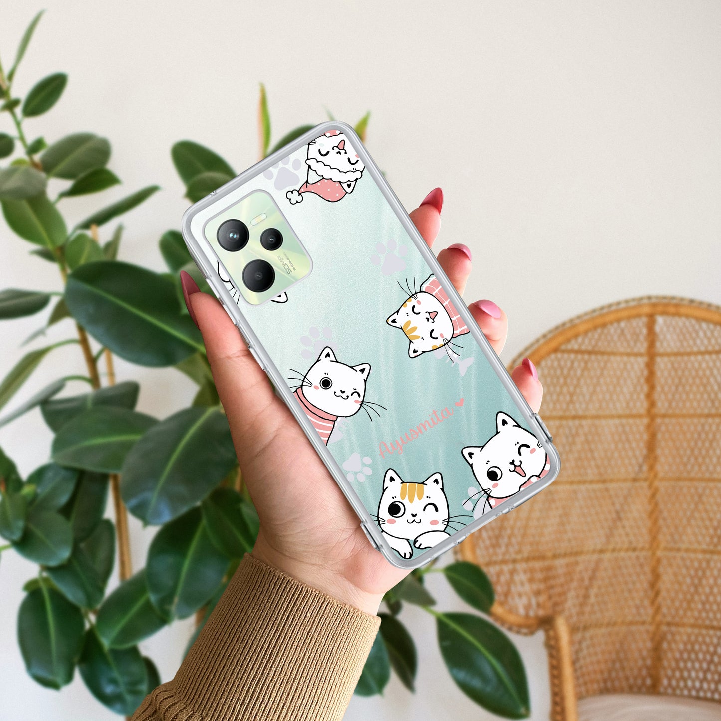 Cute Cat Customize Transparent Silicon Case For Realme/Narzo ShopOnCliQ