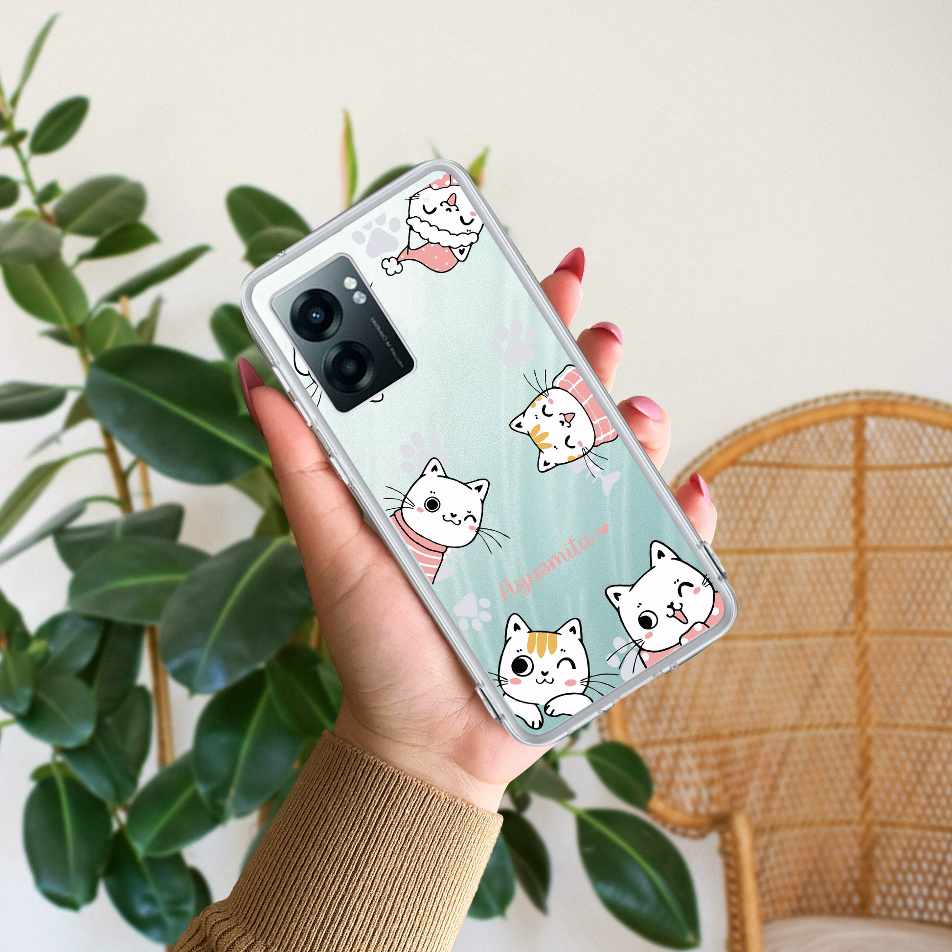 Cute Cat Customize Transparent Silicon Case For Realme/Narzo ShopOnCliQ