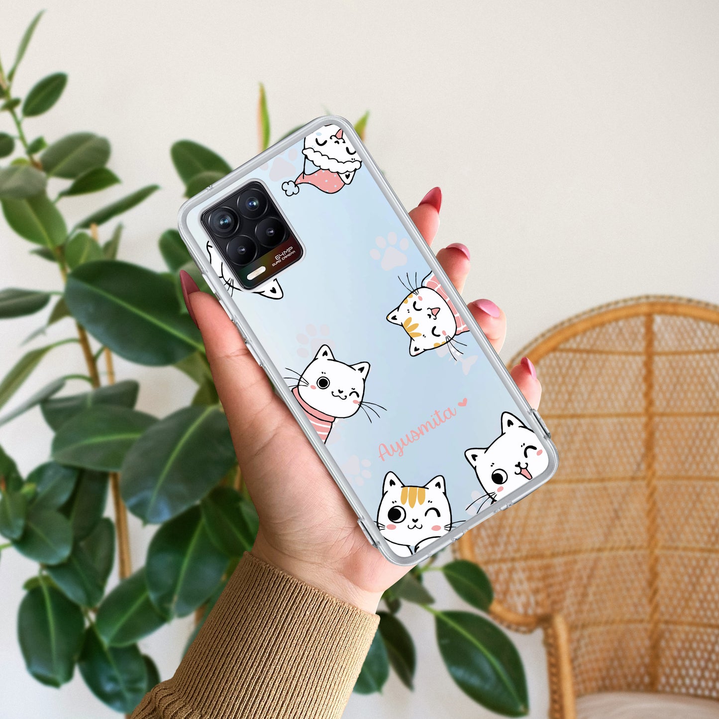 Cute Cat Customize Transparent Silicon Case For Realme/Narzo ShopOnCliQ