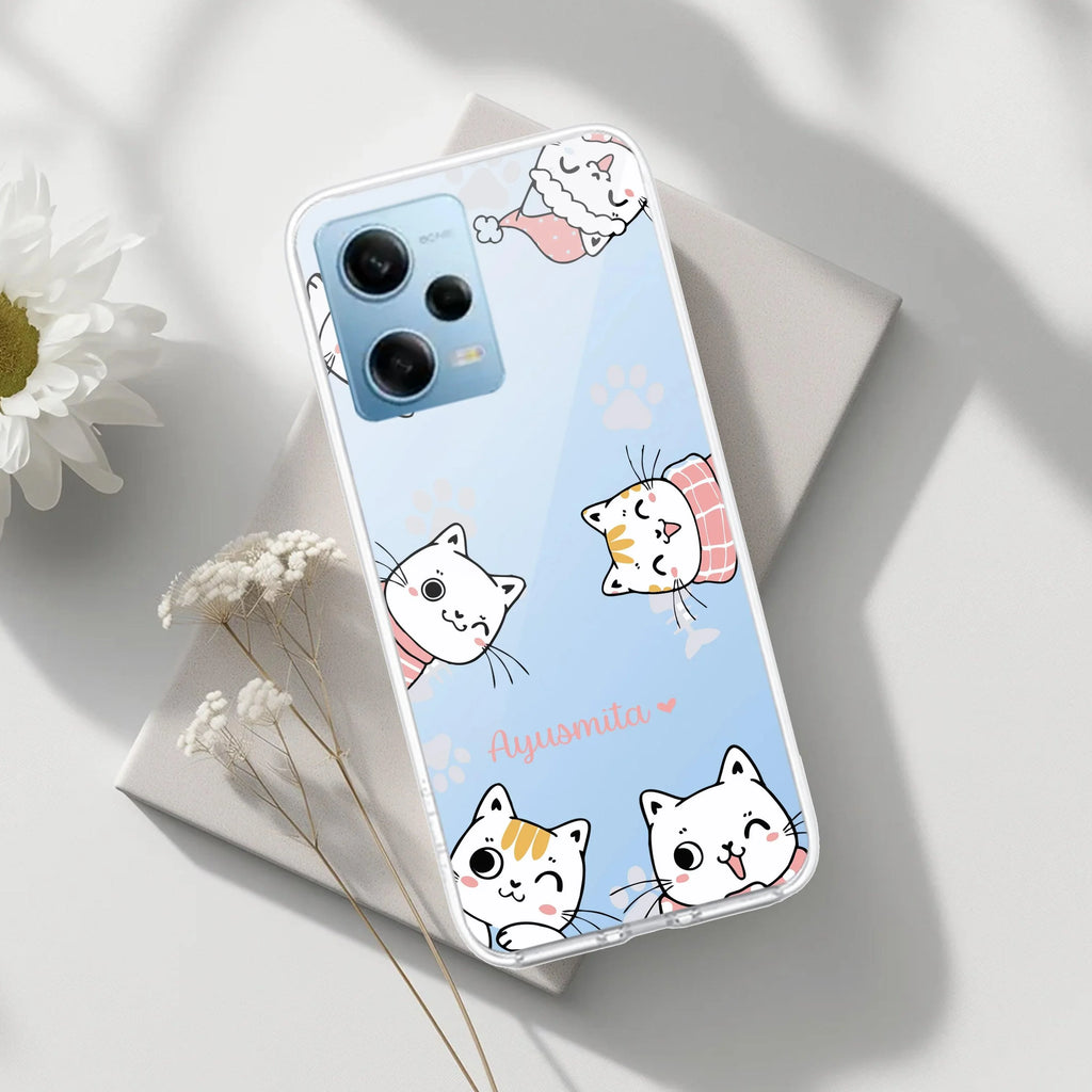 Cute Cat Customize Transparent Silicon Case For Redmi Note 14 Pro 5G