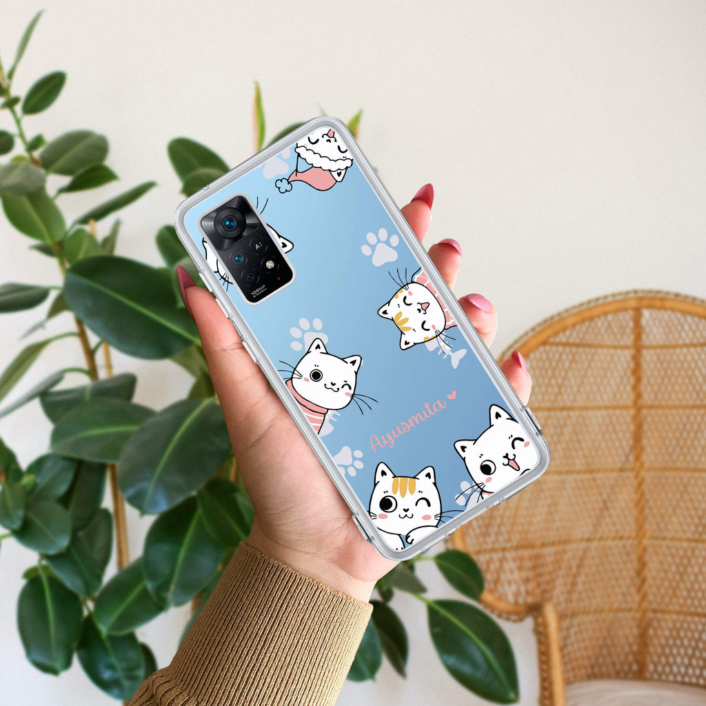 Cute Cat Customize Transparent Silicon Case For Redmi Note 12 5G
