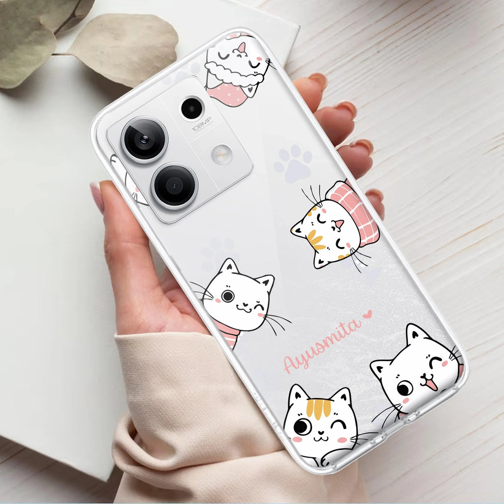 Cute Cat Customize Transparent Silicon Case For Redmi 9 Prime