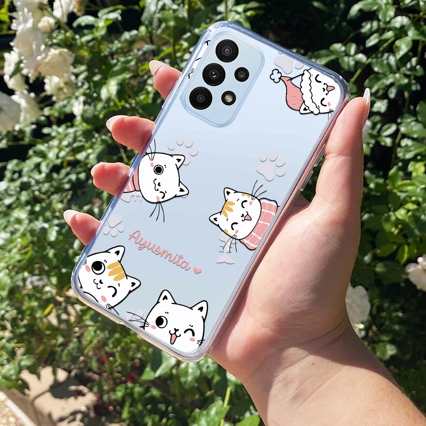 Cute Cat Customize Transparent Silicon Case For Samsung
