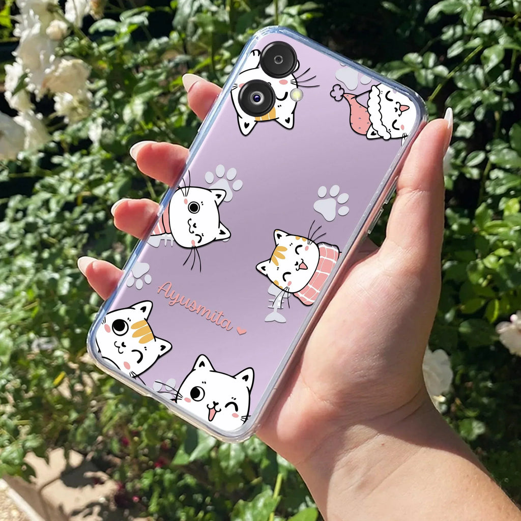 Cute Cat Customize Anti Yellow Case For Samsung Galaxy M06 5G