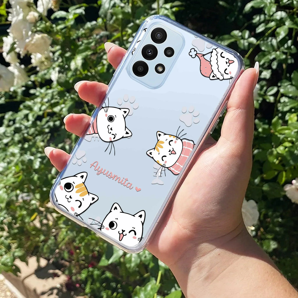 Cute Cat Customize Anti Yellow Case For Samsung Galaxy A13 4G