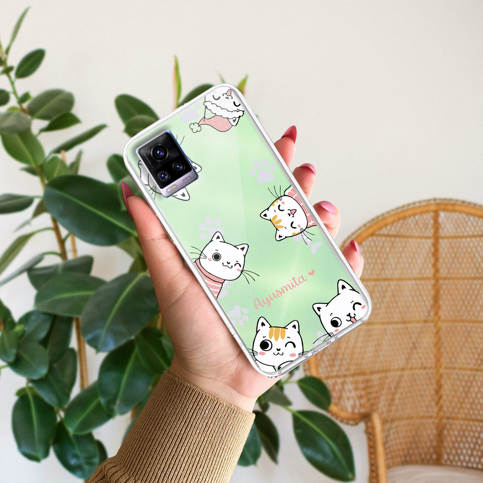 Cute Cat Customize Transparent Silicon Case For Vivo ShopOnCliQ