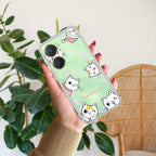 Cute Cat Customize Transparent Silicon Case For Vivo Y22