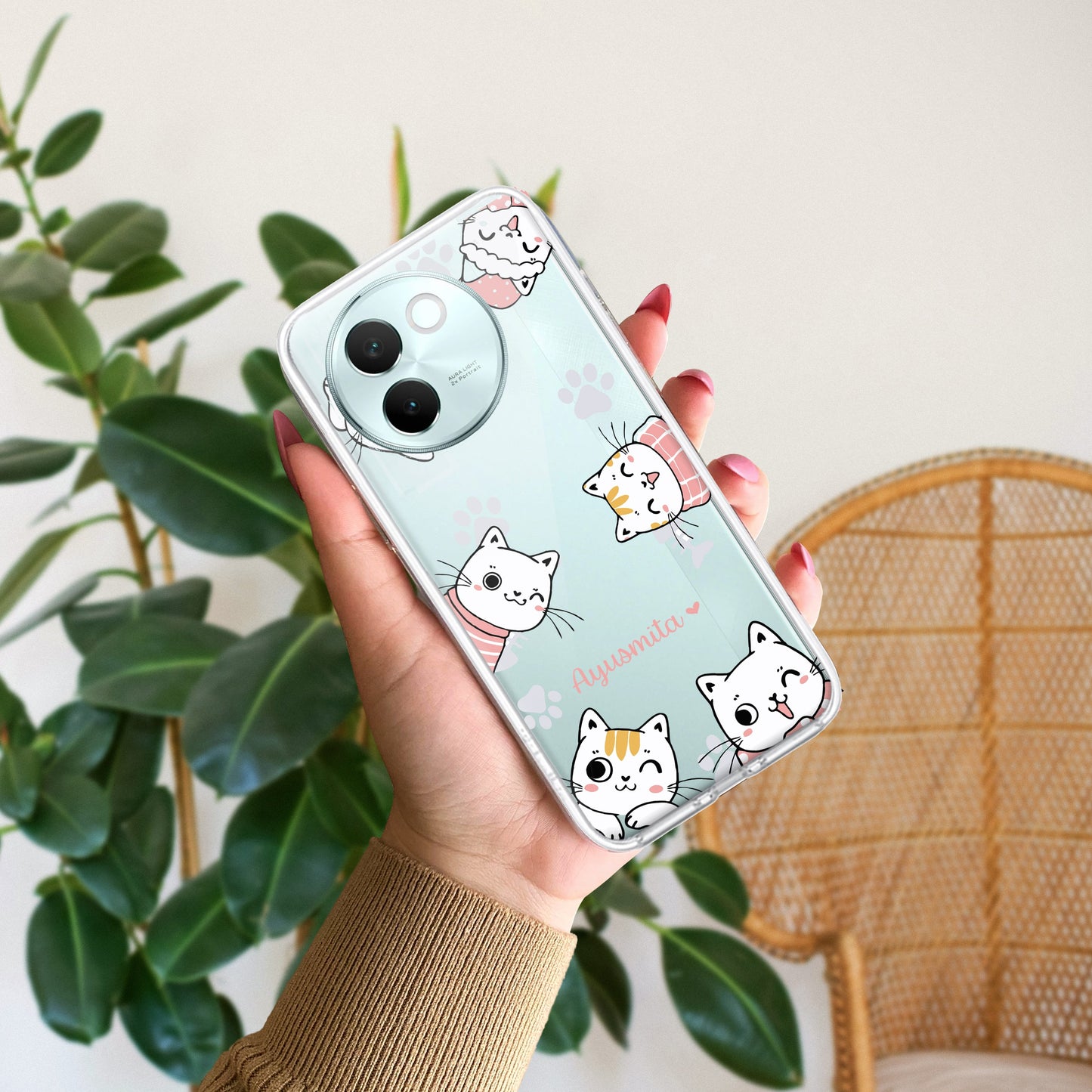 Cute Cat Customize Transparent Silicon Case For Vivo ShopOnCliQ