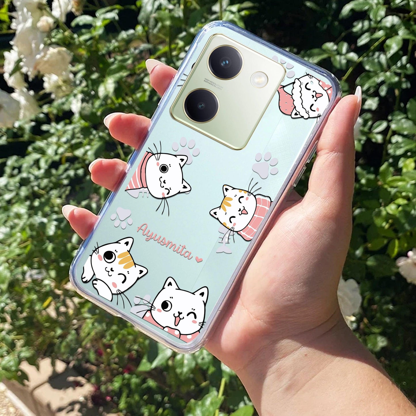 Cute Cat Customize Transparent Silicon Case For Vivo