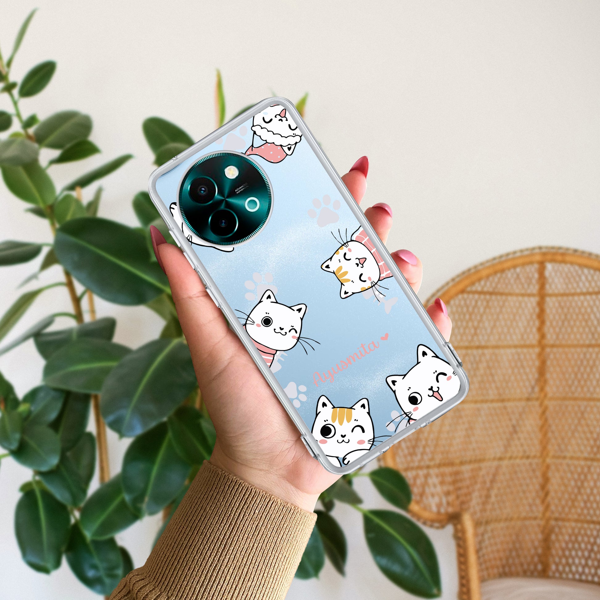 Cute Cat Customize Transparent Silicon Case For Vivo ShopOnCliQ