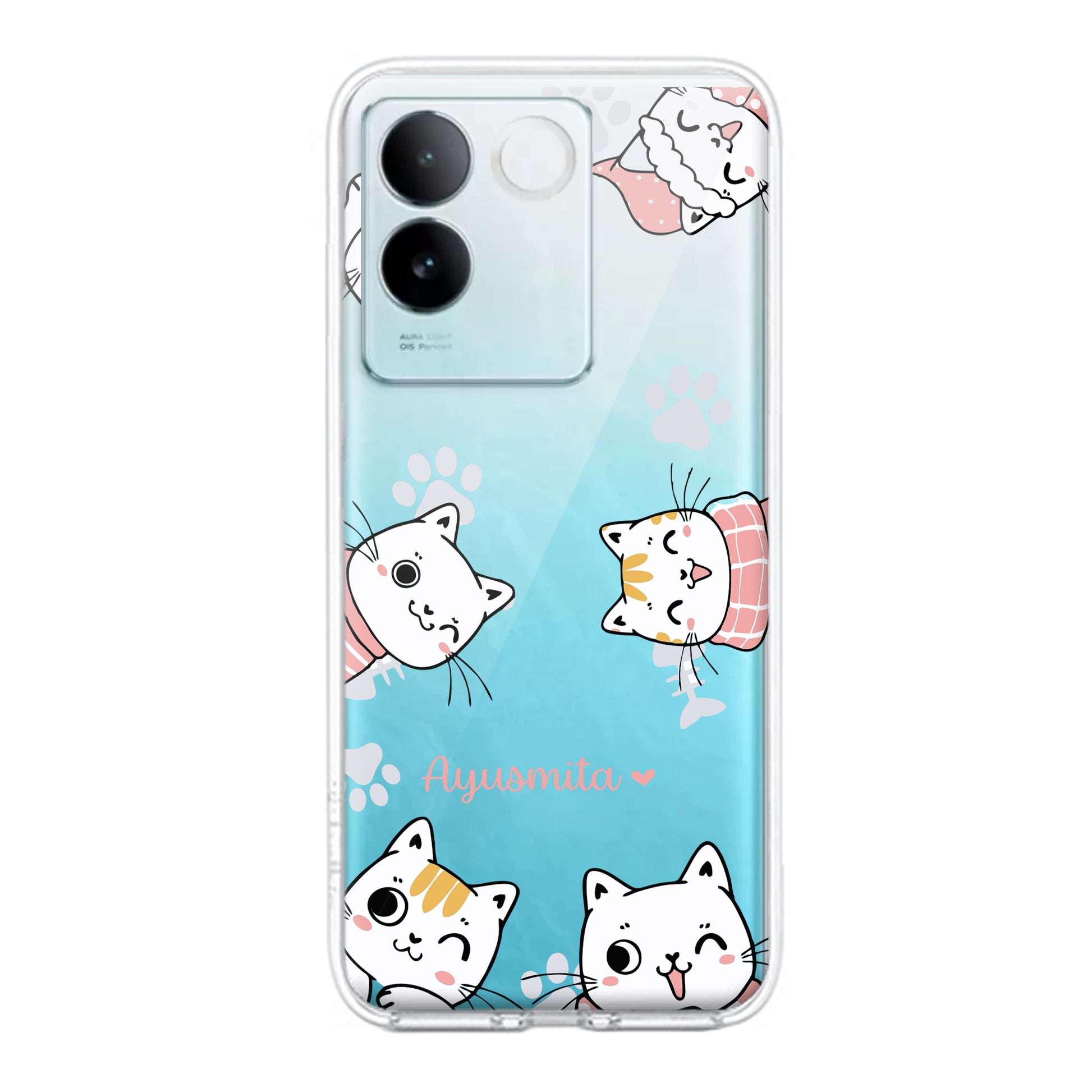 Cute Cat Customize Transparent Silicon Case For iQOO ShopOnCliQ