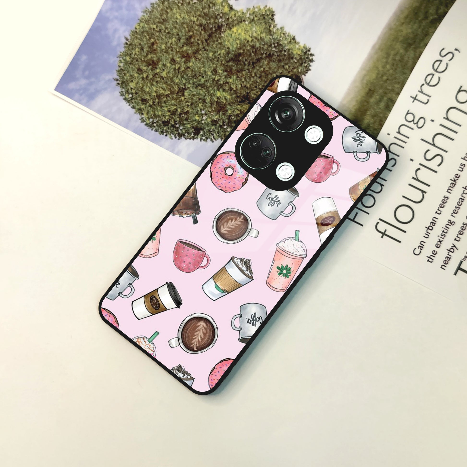 Cute Coffee Snacks Glass Case Cover For OnePlus ShopOnCliQ