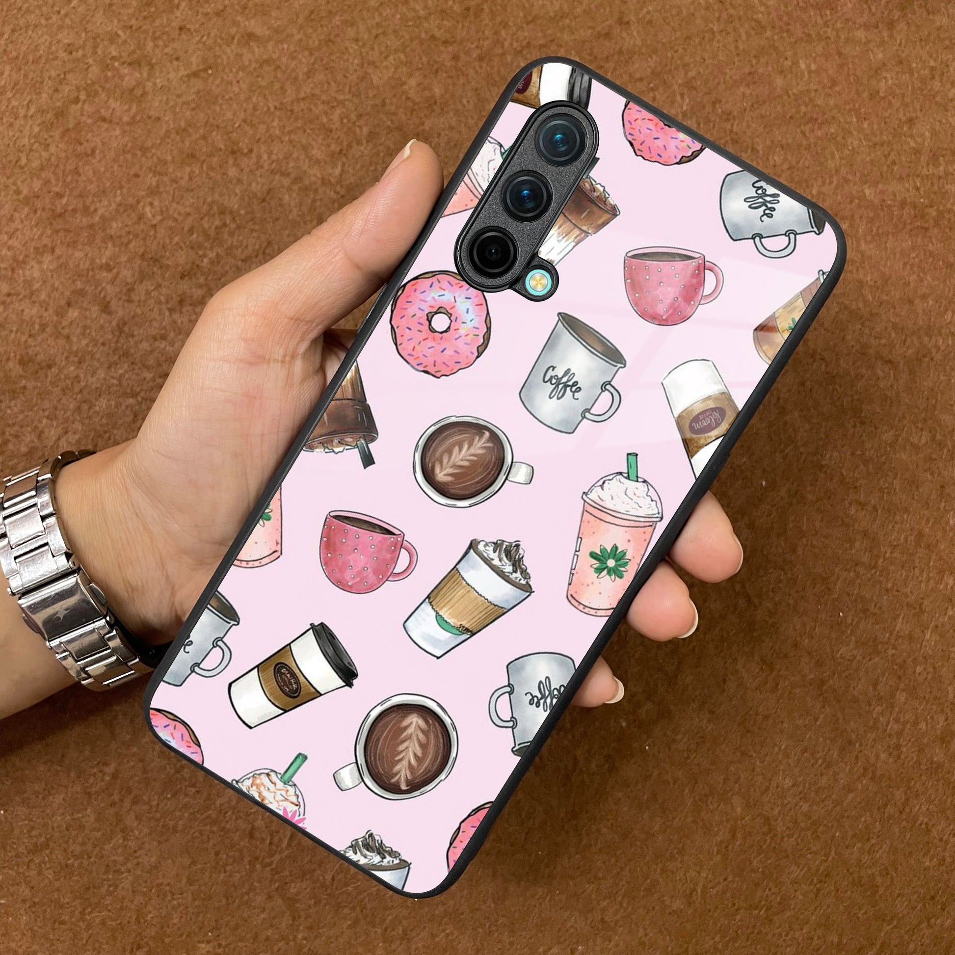 Cute Coffee Snacks Glass Case Cover For OnePlus ShopOnCliQ