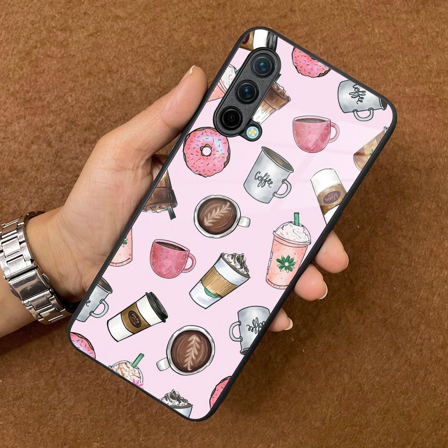 Cute Coffee Snacks Glass Case Cover For OnePlus