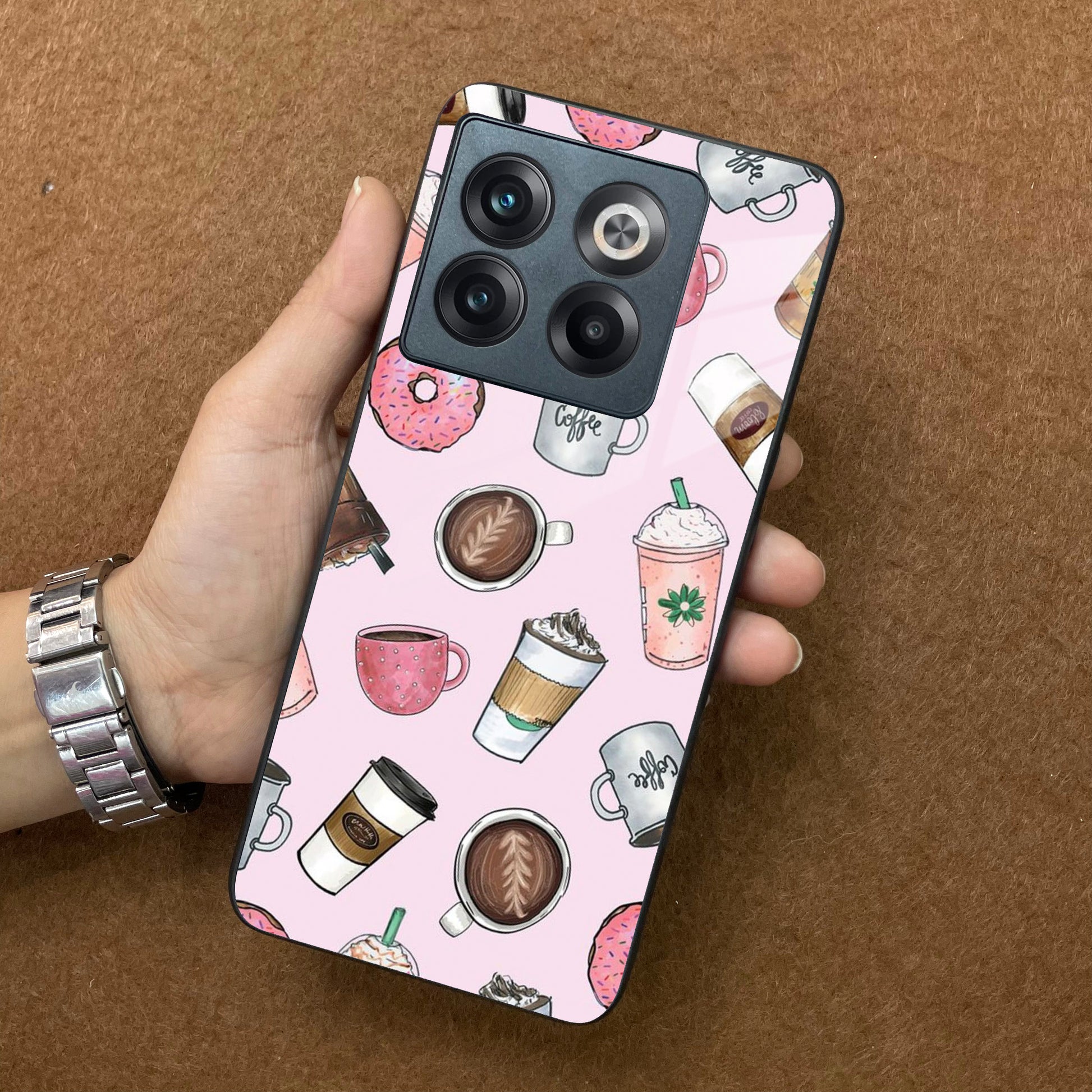 Cute Coffee Snacks Glass Case Cover For OnePlus ShopOnCliQ