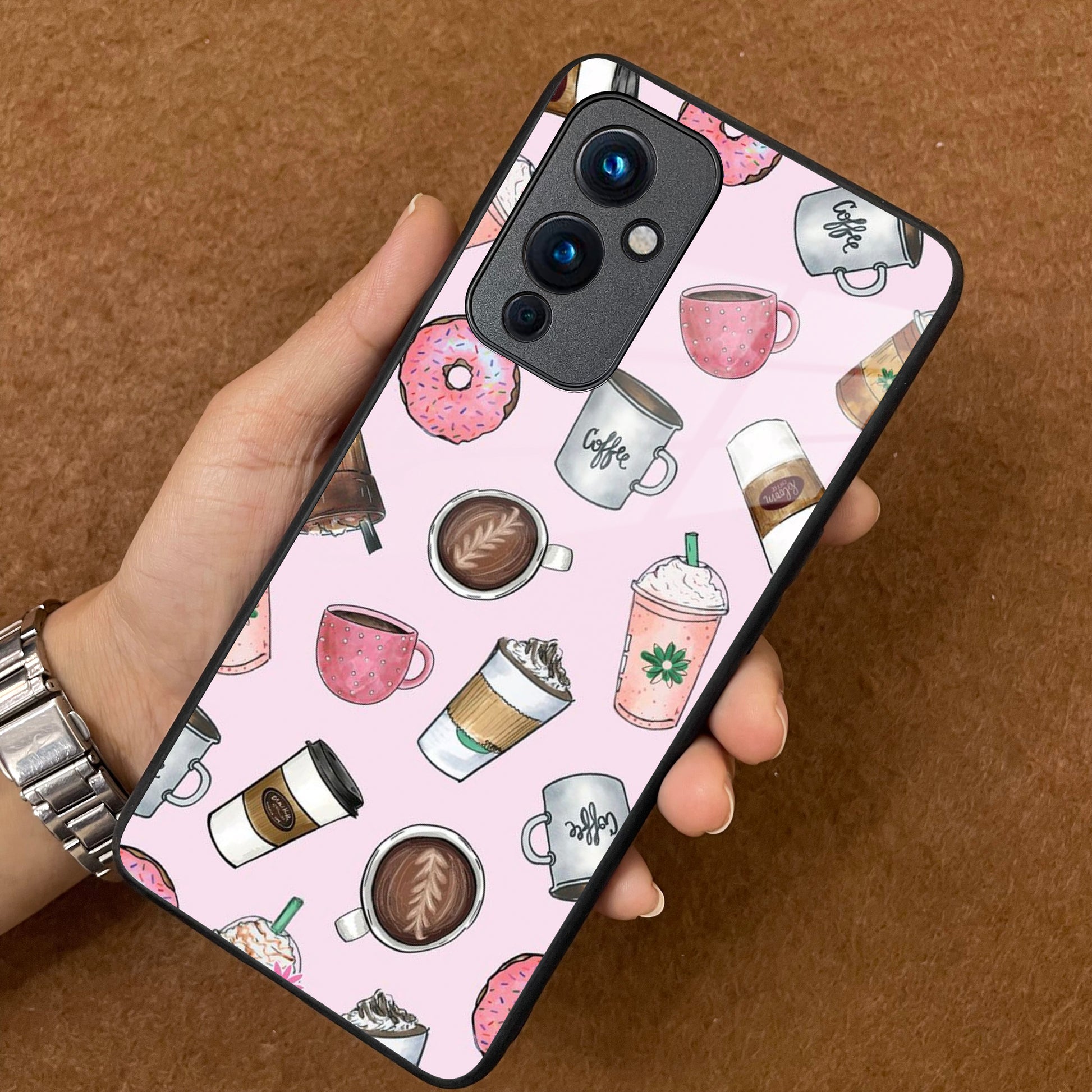 Cute Coffee Snacks Glass Case Cover For OnePlus ShopOnCliQ