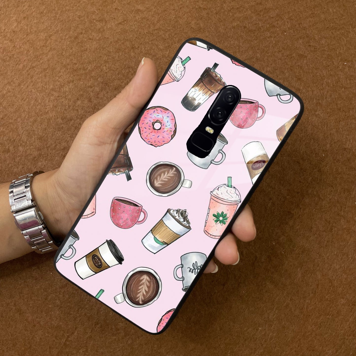 Cute Coffee Snacks Glass Case Cover For OnePlus ShopOnCliQ