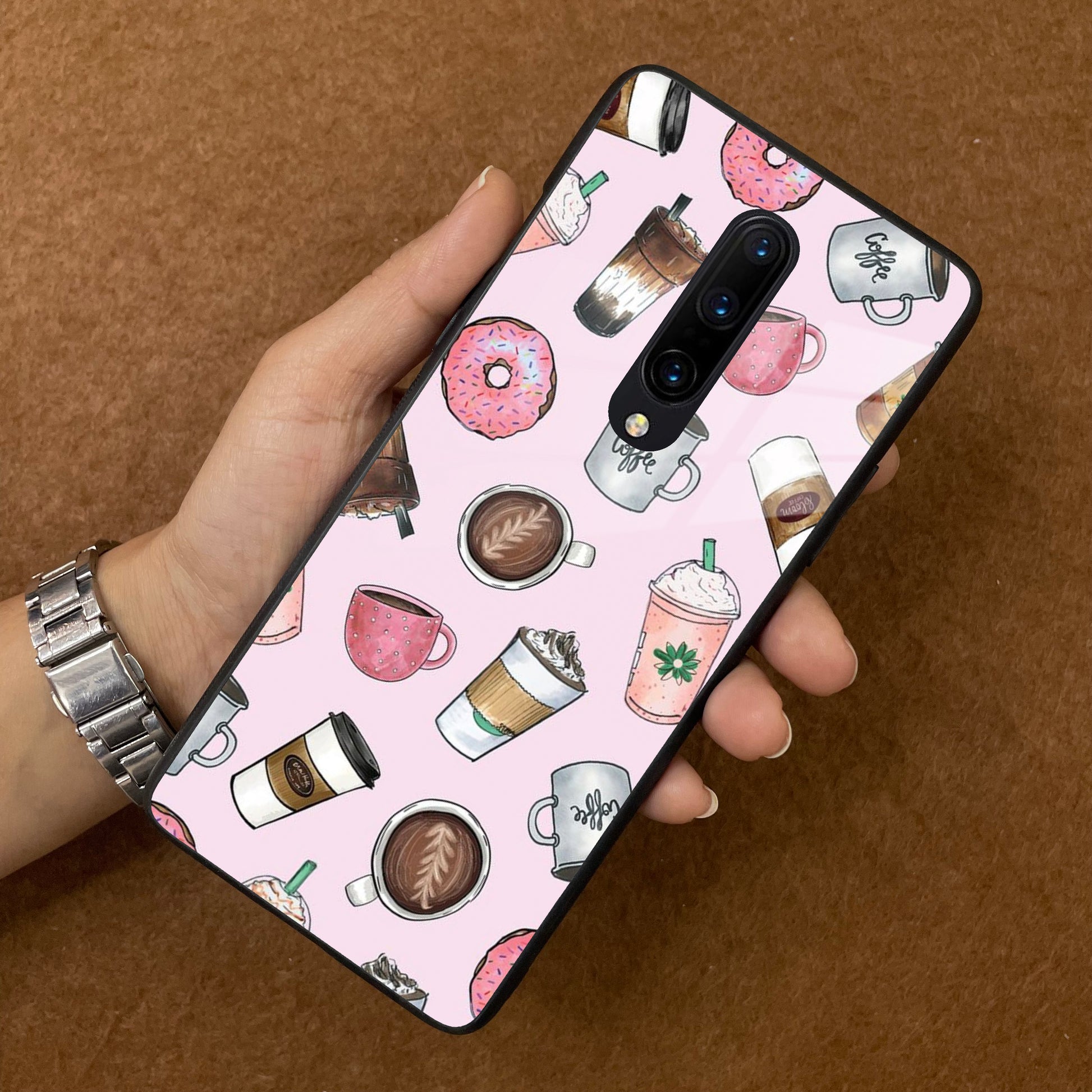 Cute Coffee Snacks Glass Case Cover For OnePlus ShopOnCliQ