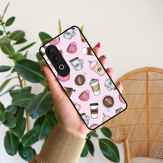 Cute Coffee Snacks Glass Case Cover For OnePlus