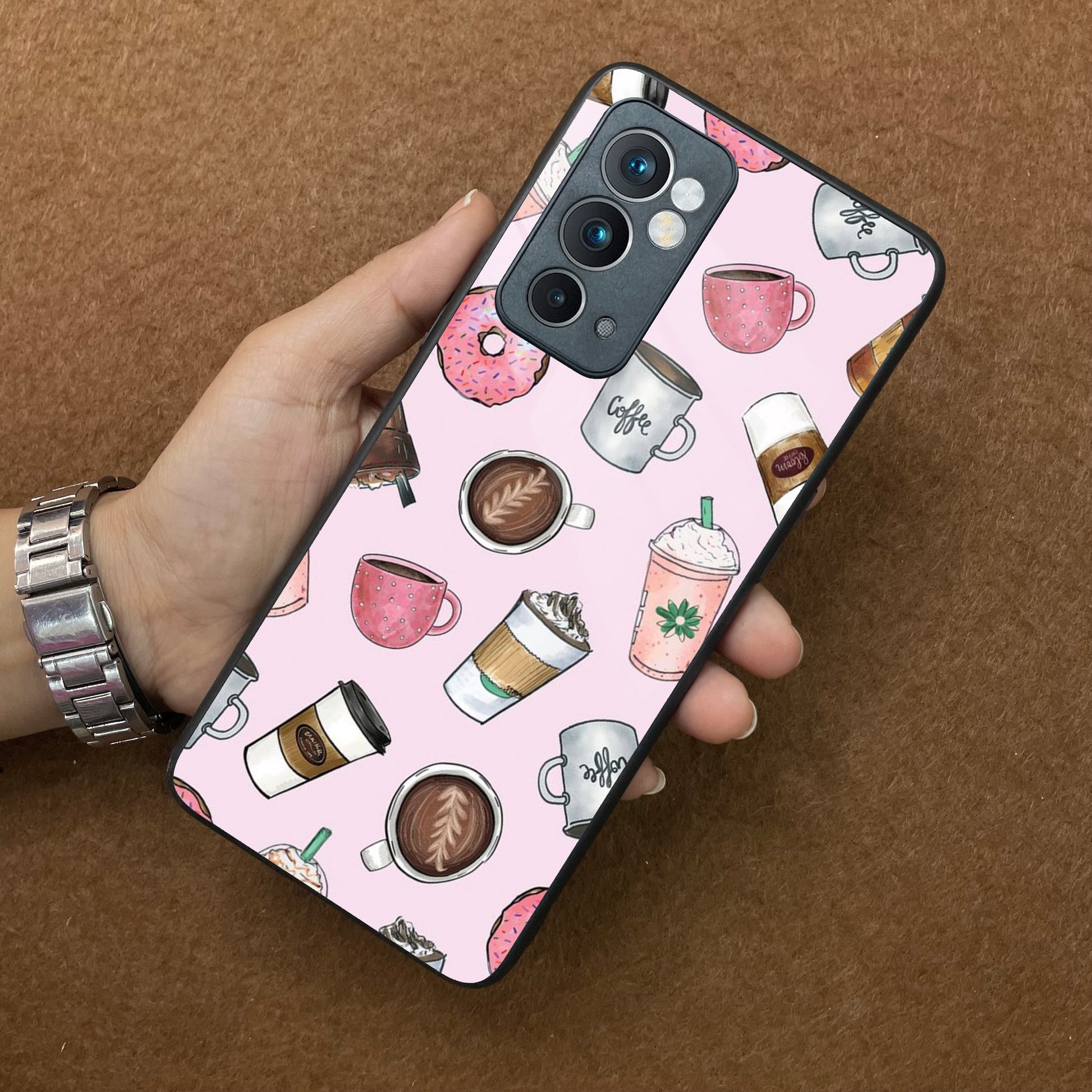 Cute Coffee Snacks Glass Case Cover For OnePlus ShopOnCliQ