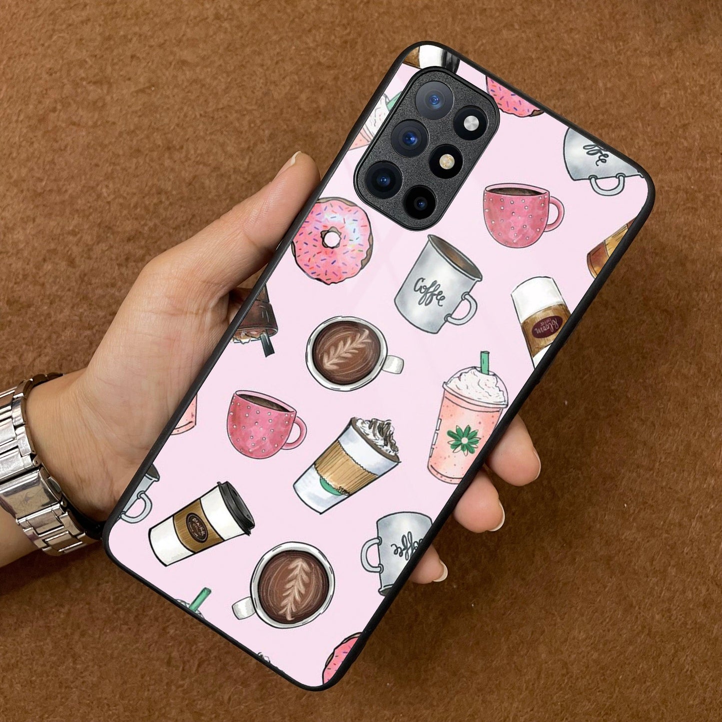 Cute Coffee Snacks Glass Case Cover For OnePlus