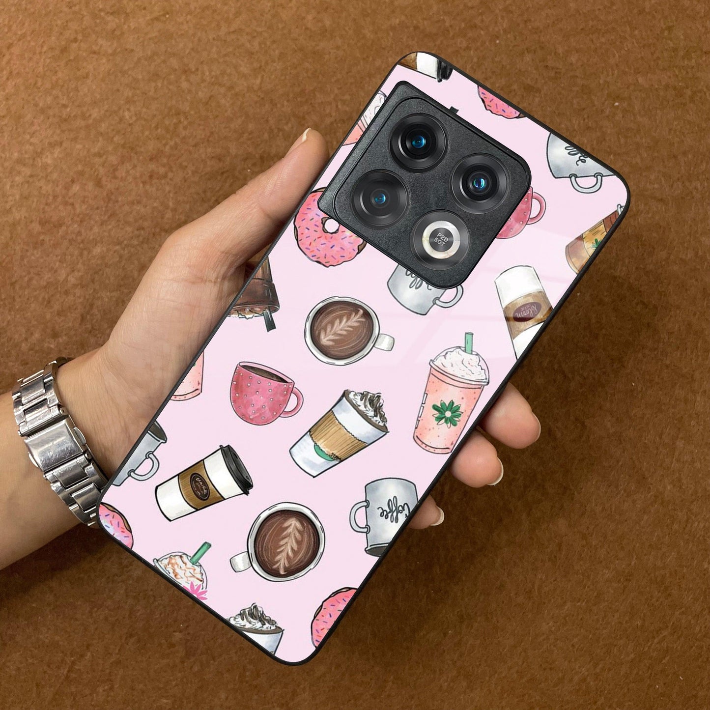 Cute Coffee Snacks Glass Case Cover For OnePlus