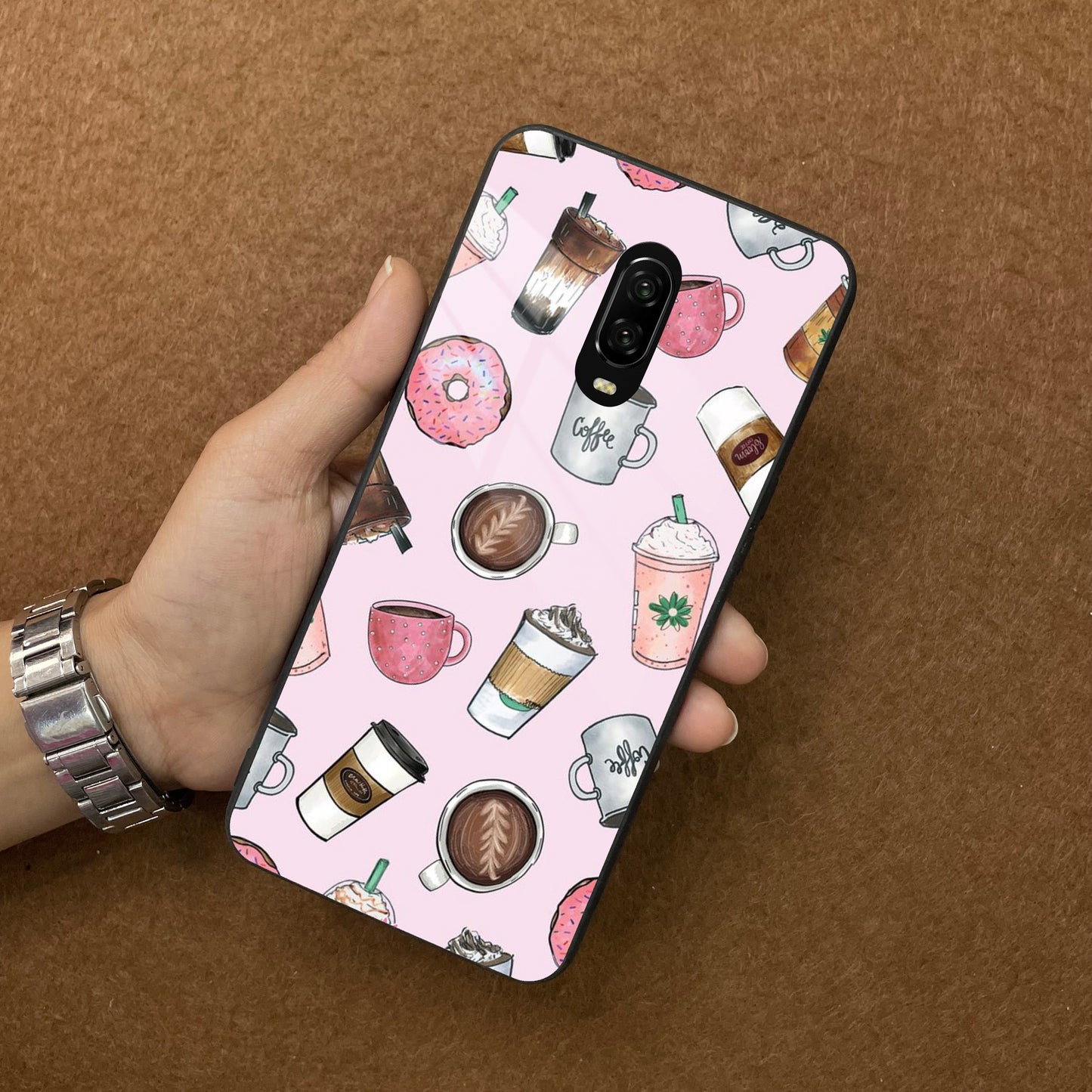 Cute Coffee Snacks Glass Case Cover For OnePlus ShopOnCliQ