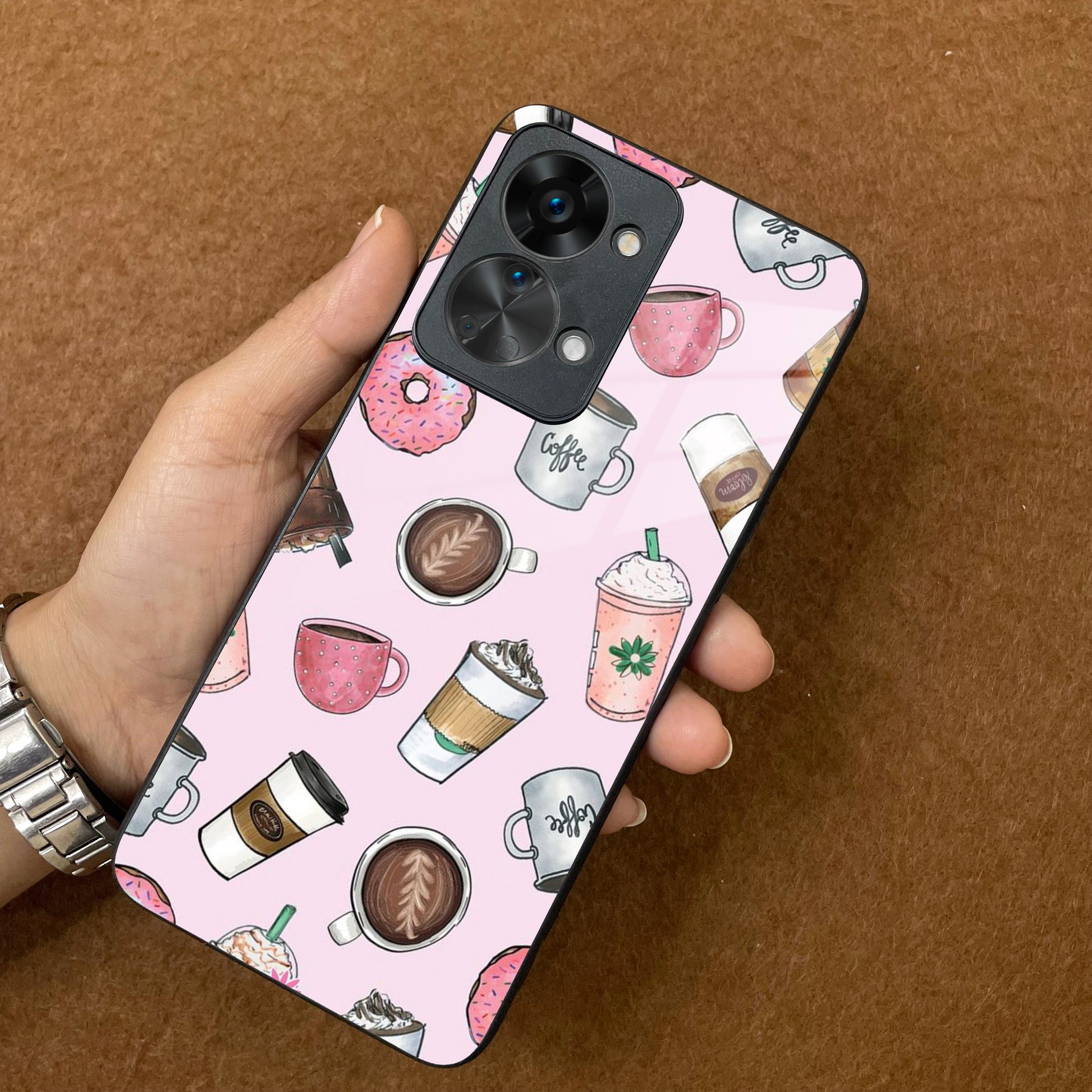 Cute Coffee Snacks Glass Case Cover For OnePlus ShopOnCliQ