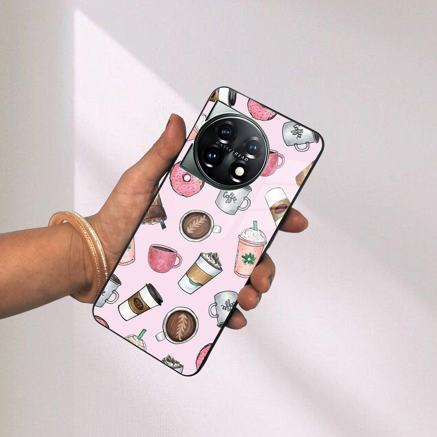 Cute Coffee Snacks Glass Case Cover For OnePlus