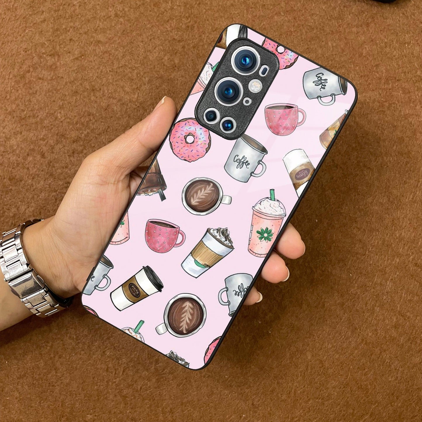 Cute Coffee Snacks Glass Case Cover For OnePlus