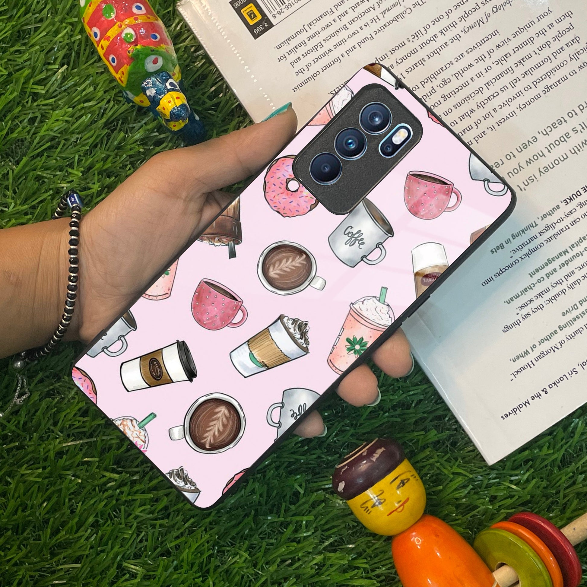 Cute Coffee Snacks Glass Case Cover For Oppo ShopOnCliQ