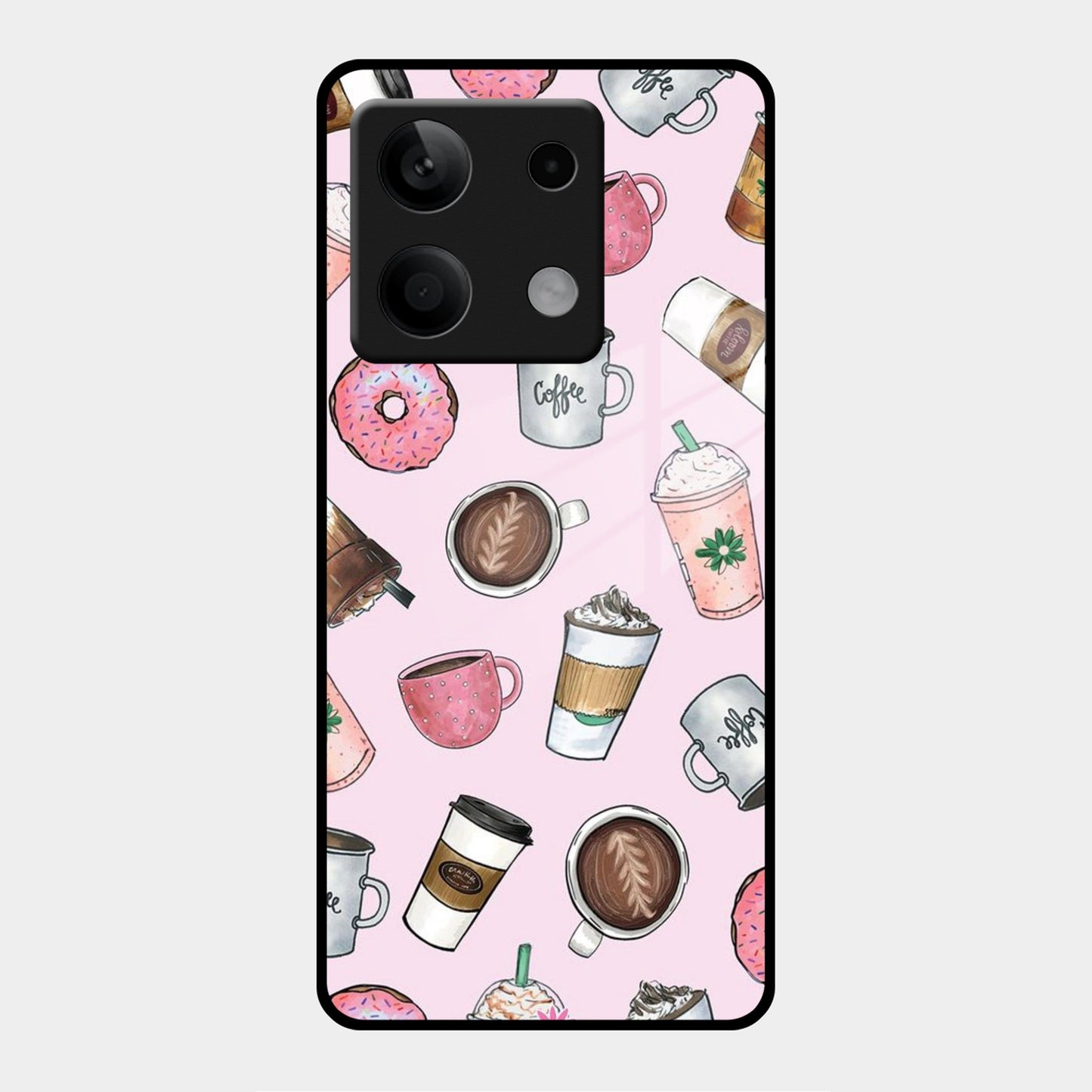 Cute Coffee Snacks Glass Case Cover For Poco